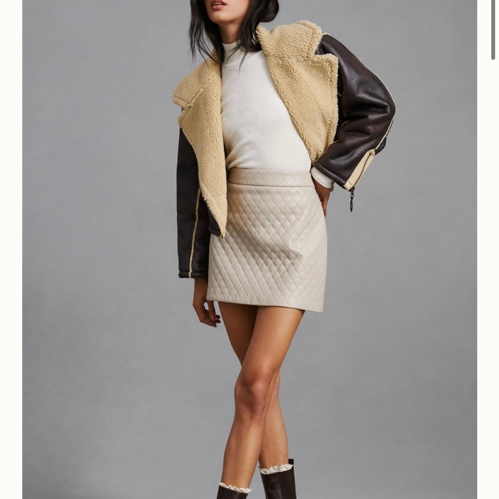 Anthropologie Greylin Faux Leather Quilted Skirt